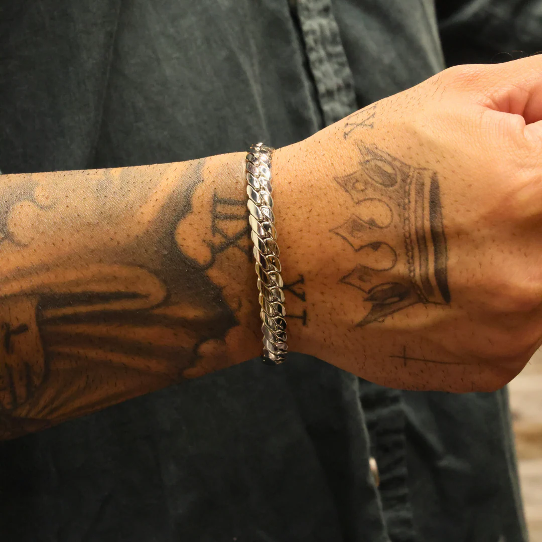 Miami Cuban Link Bracelet (Silver) - 8mm - Image 4