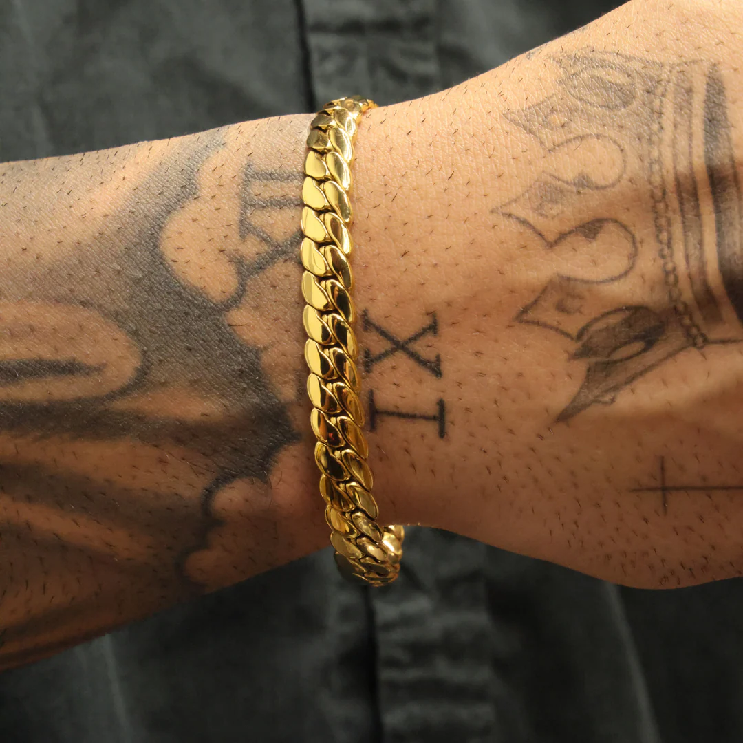 Miami Cuban Link Chain + Bracelet (Gold) - 8mm - Image 3