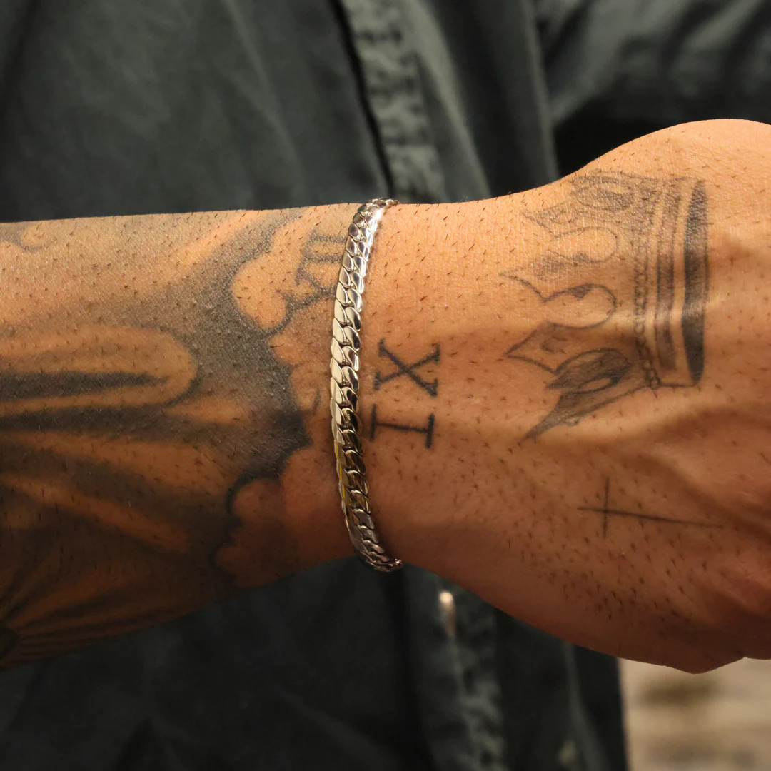 Miami Cuban Link Chain + Bracelet (Silver) - 5mm - Image 4