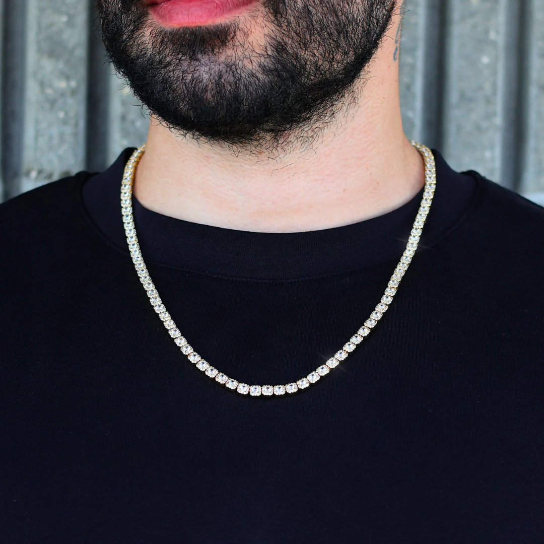 Micro Clustered Tennis Chain (Gold) - 5mm - Image 2