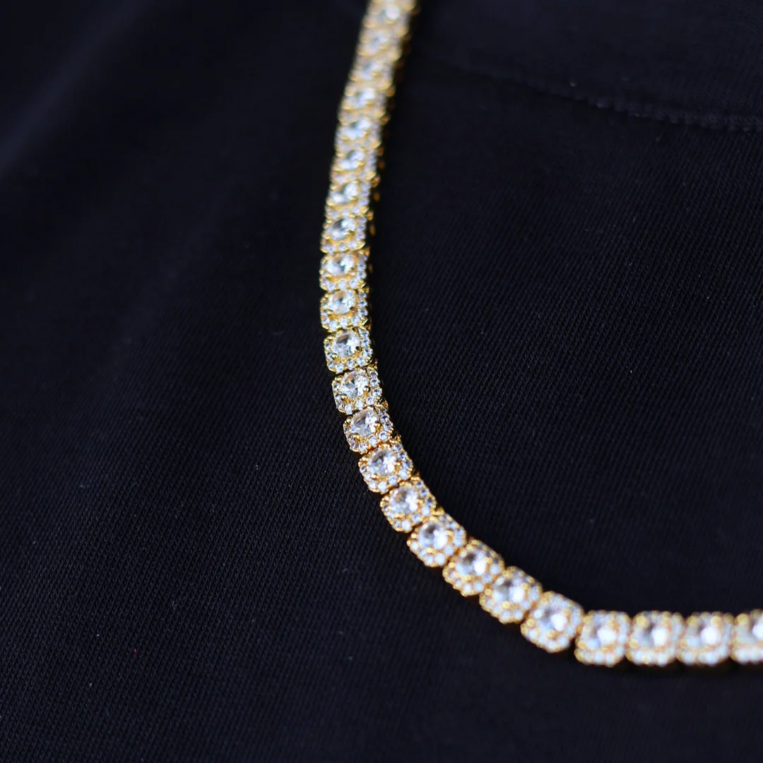 Micro Clustered Tennis Chain (Gold) - 5mm - Image 4