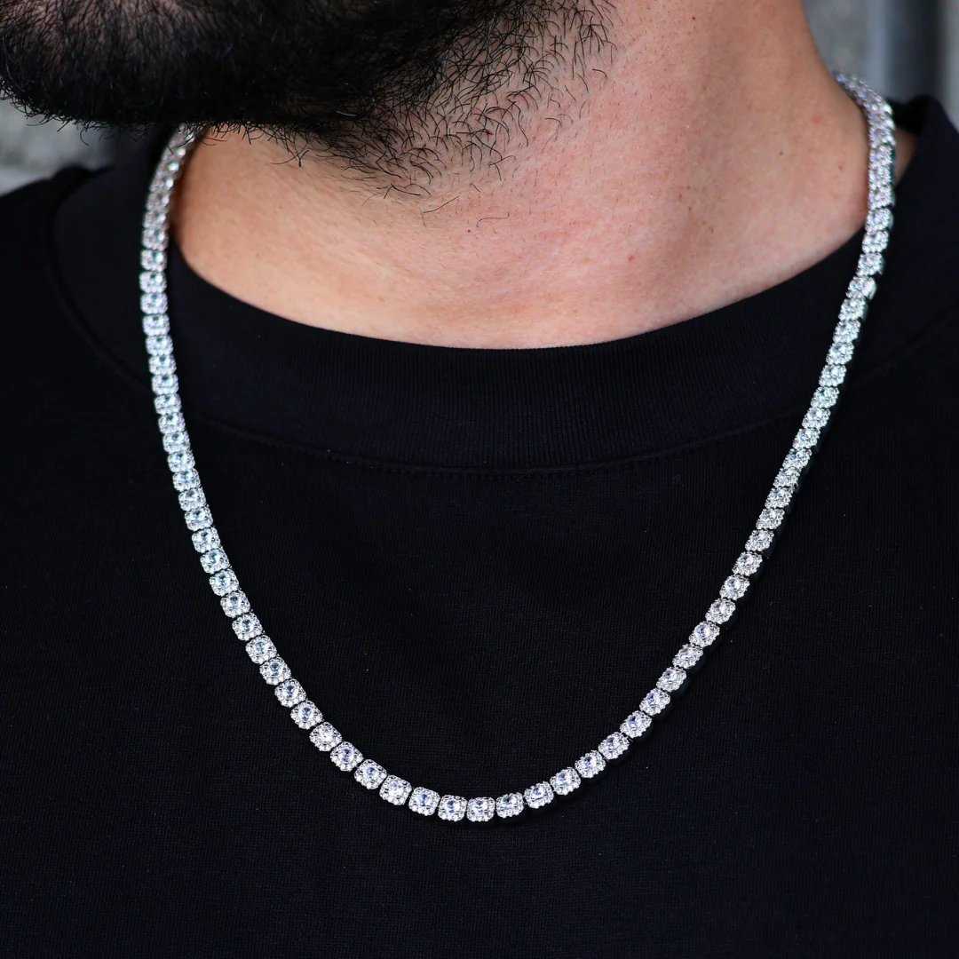 Micro Clustered Tennis Chain (Silver) - 5mm - Image 2