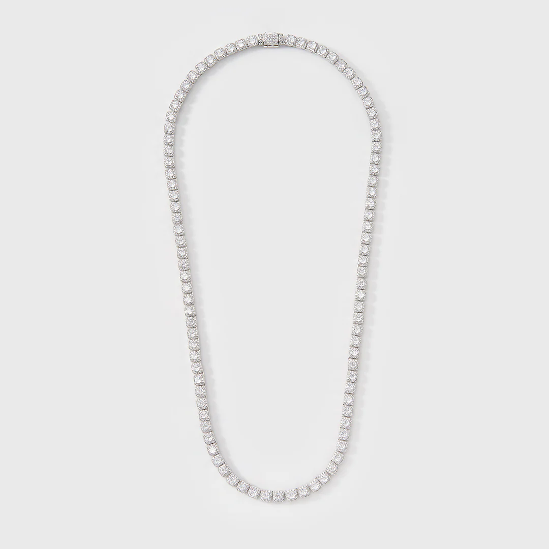 Micro Clustered Tennis Chain (Silver) - 5mm - Image 5