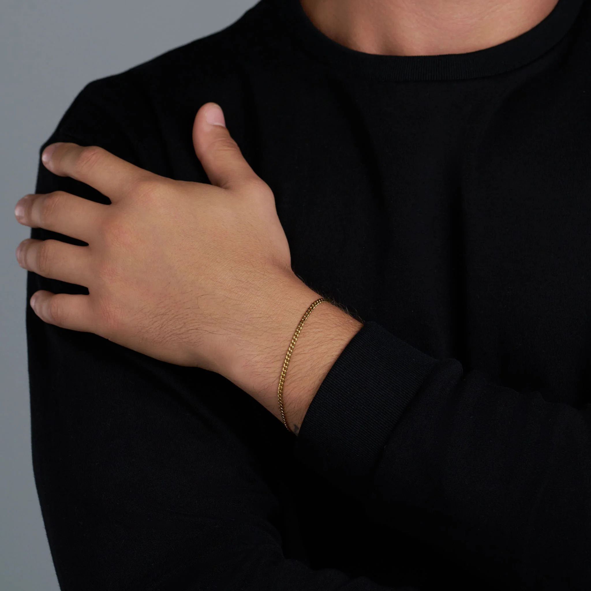 Micro Cuban Link Chain + Bracelet (Gold) - 3mm - Image 2