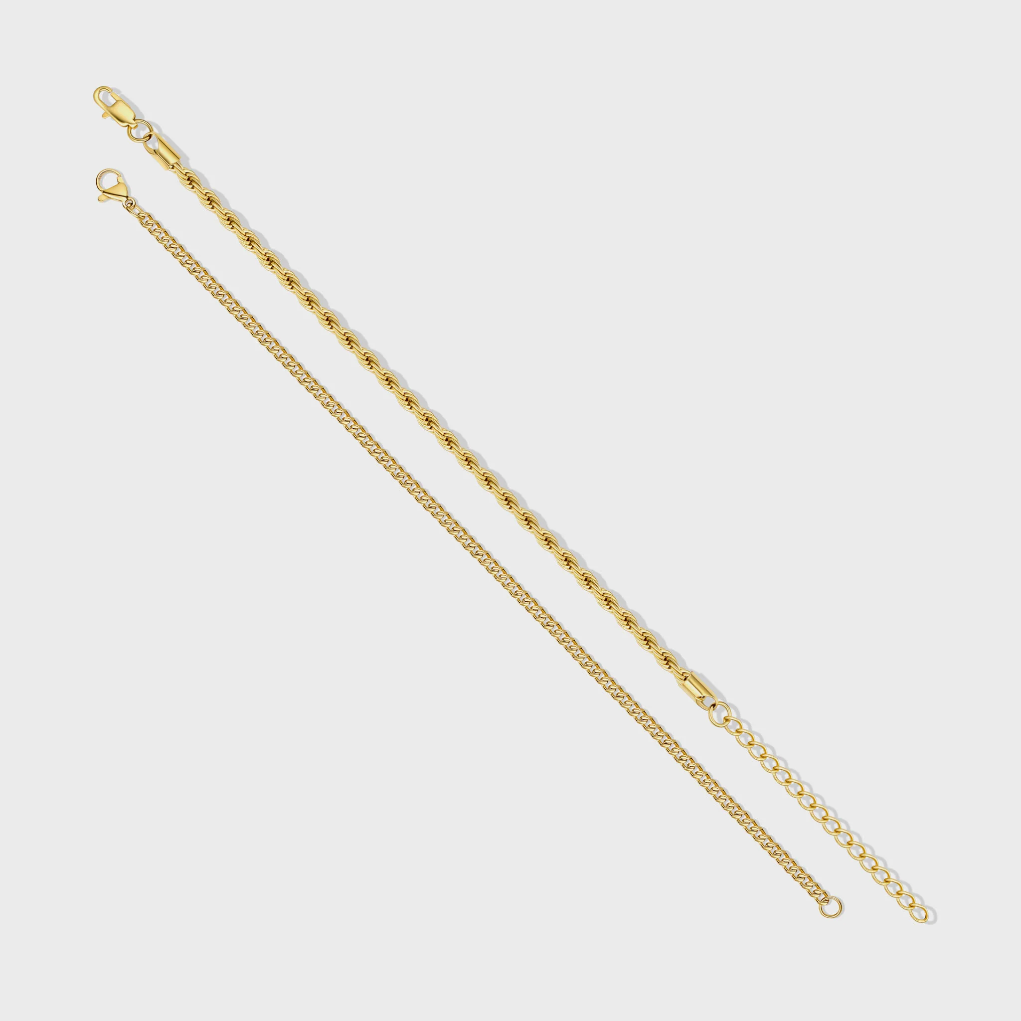 Micro Cuban + Rope Bracelet Stack (Gold) - Image 3