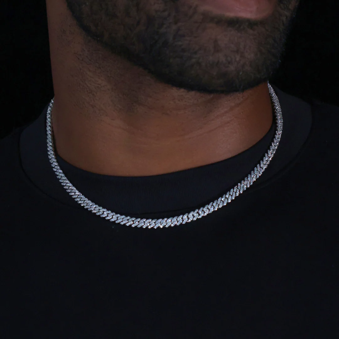 Iced Micro Prong Cuban Chain + Bracelet (Silver) - 5mm - Image 2