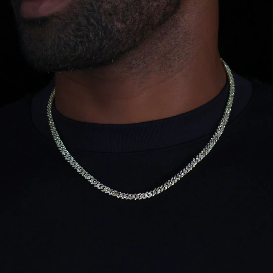 Iced Micro Prong Cuban Chain + Bracelet (Gold) - 5mm - Image 2