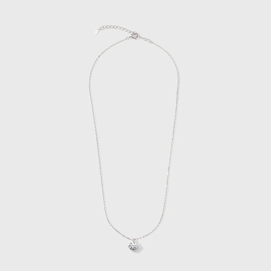 Moissanite Round 1ctw Solitaire Necklace (Silver) - Image 5