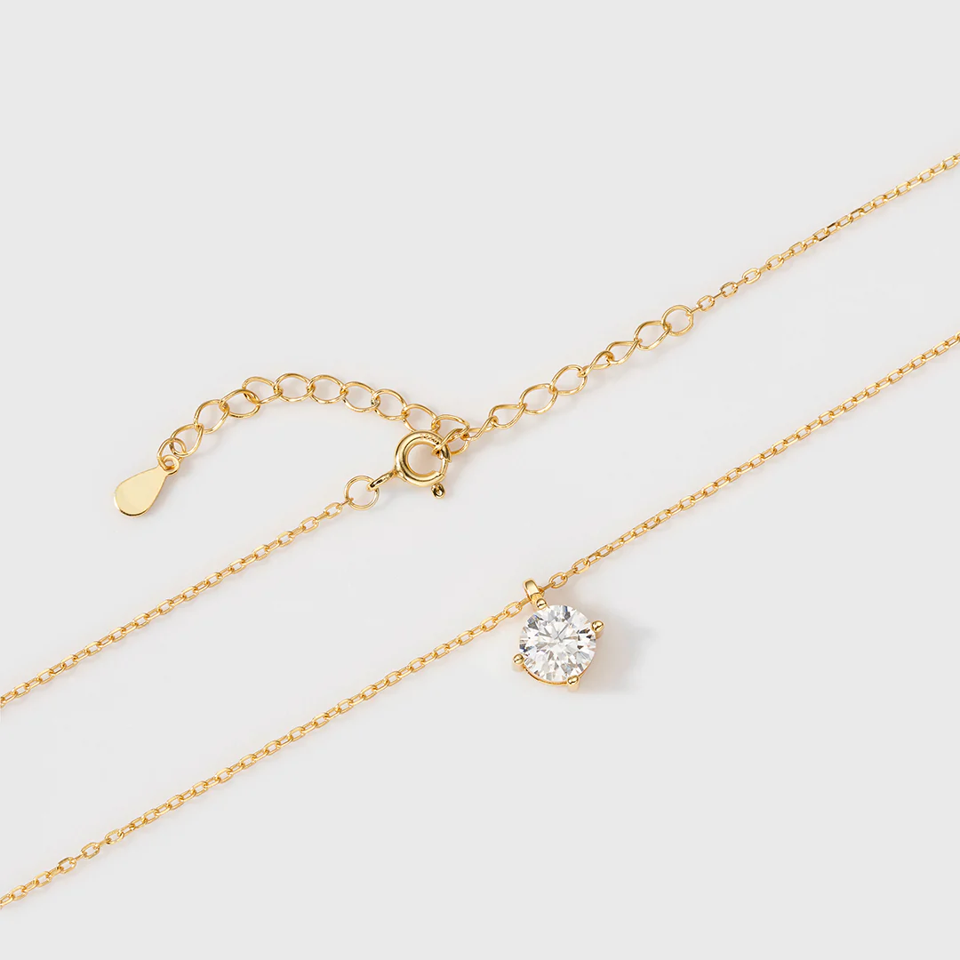 Moissanite Round 1ctw Solitaire Necklace (Gold) - Image 3