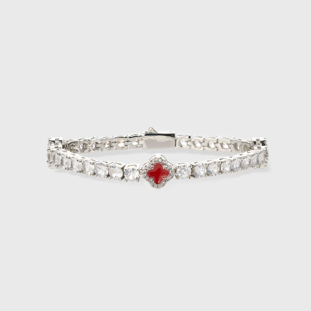 Red Clover Set - Chain + Bracelet + Ring - Image 3