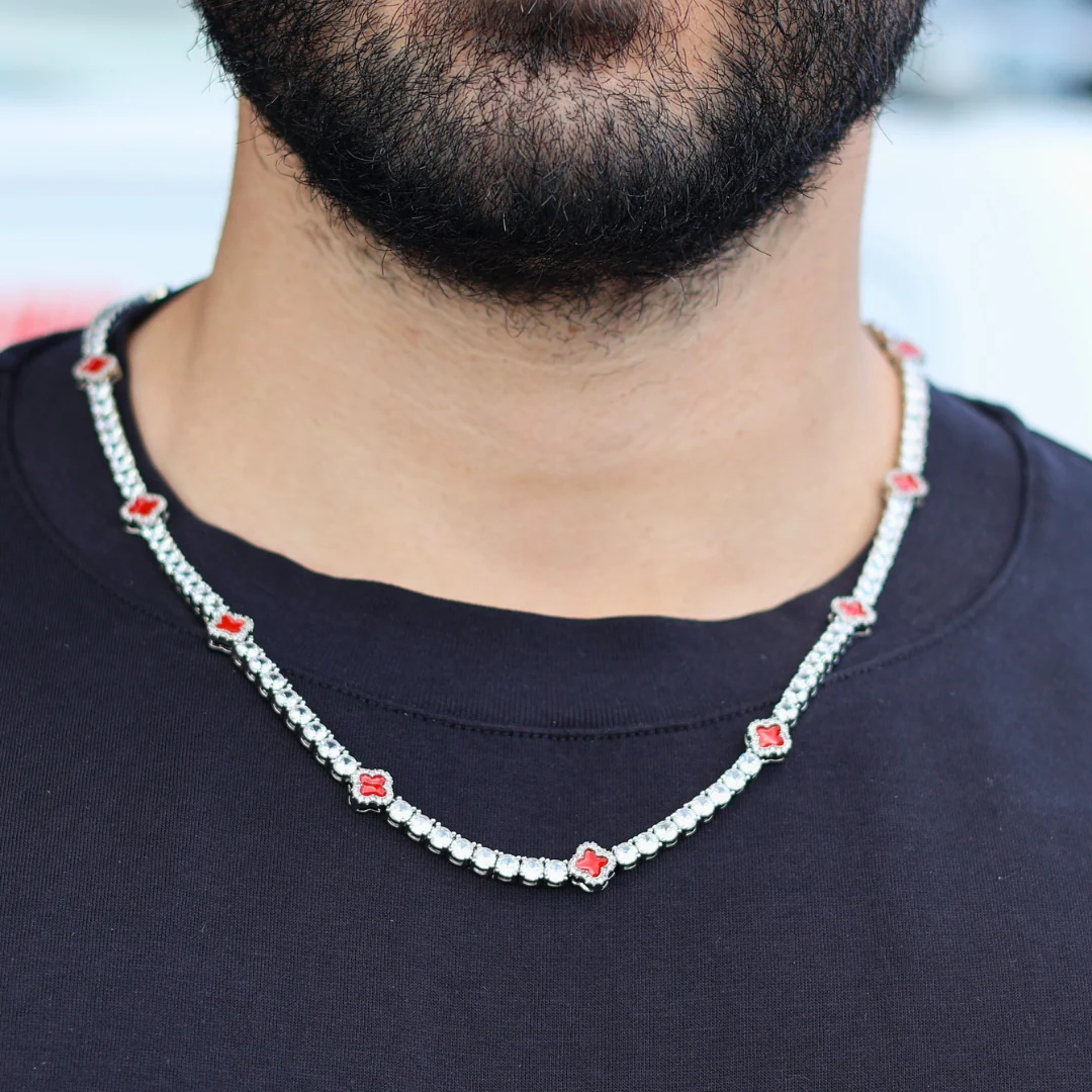 Red Clover Set - Chain + Bracelet + Ring - Image 6