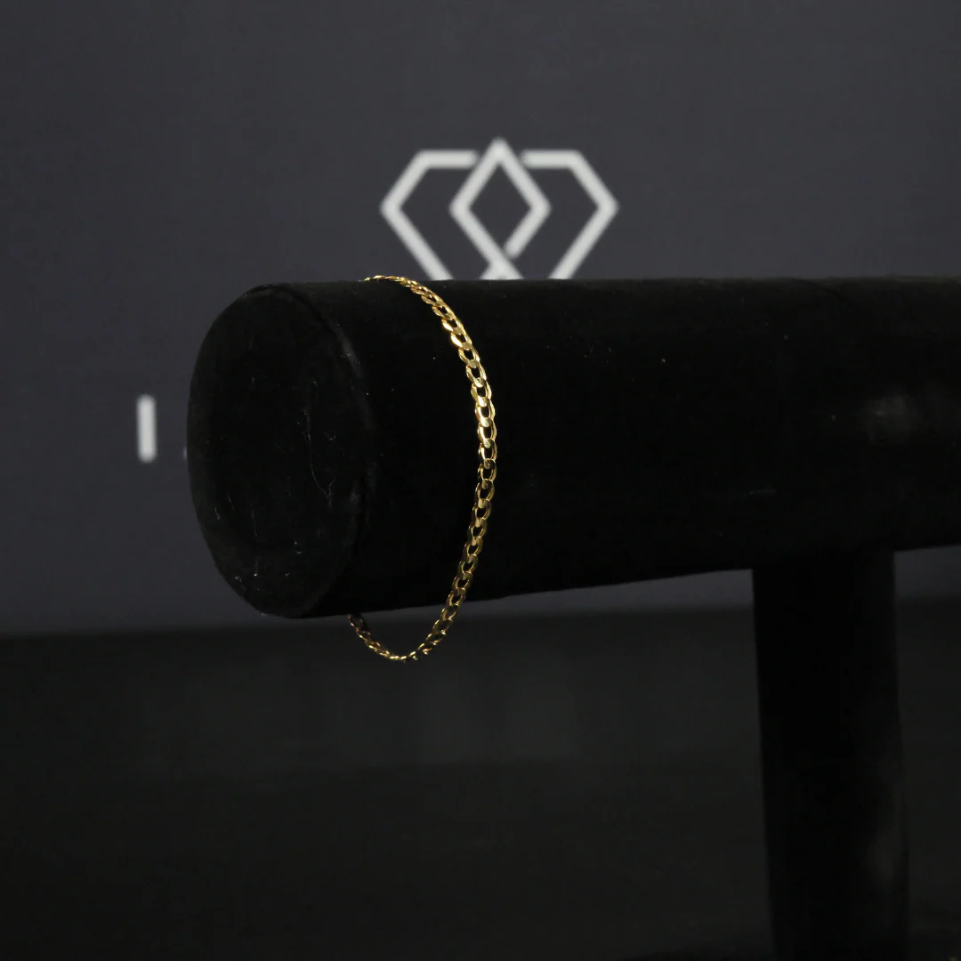 Solid Gold Italian Curb Link Bracelet - 3mm