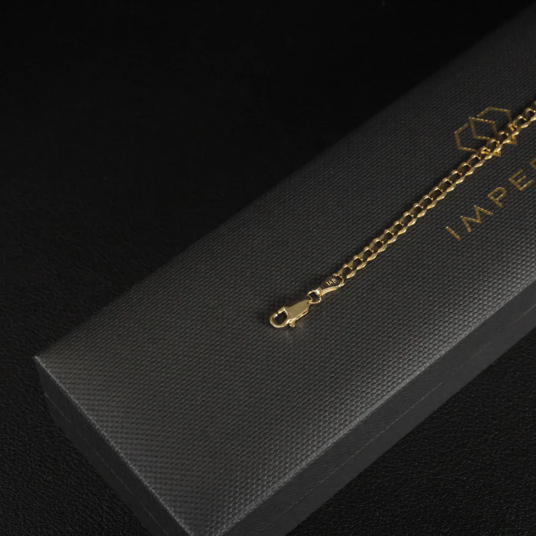 Solid Gold Italian Curb Link Bracelet - 3mm - Image 2