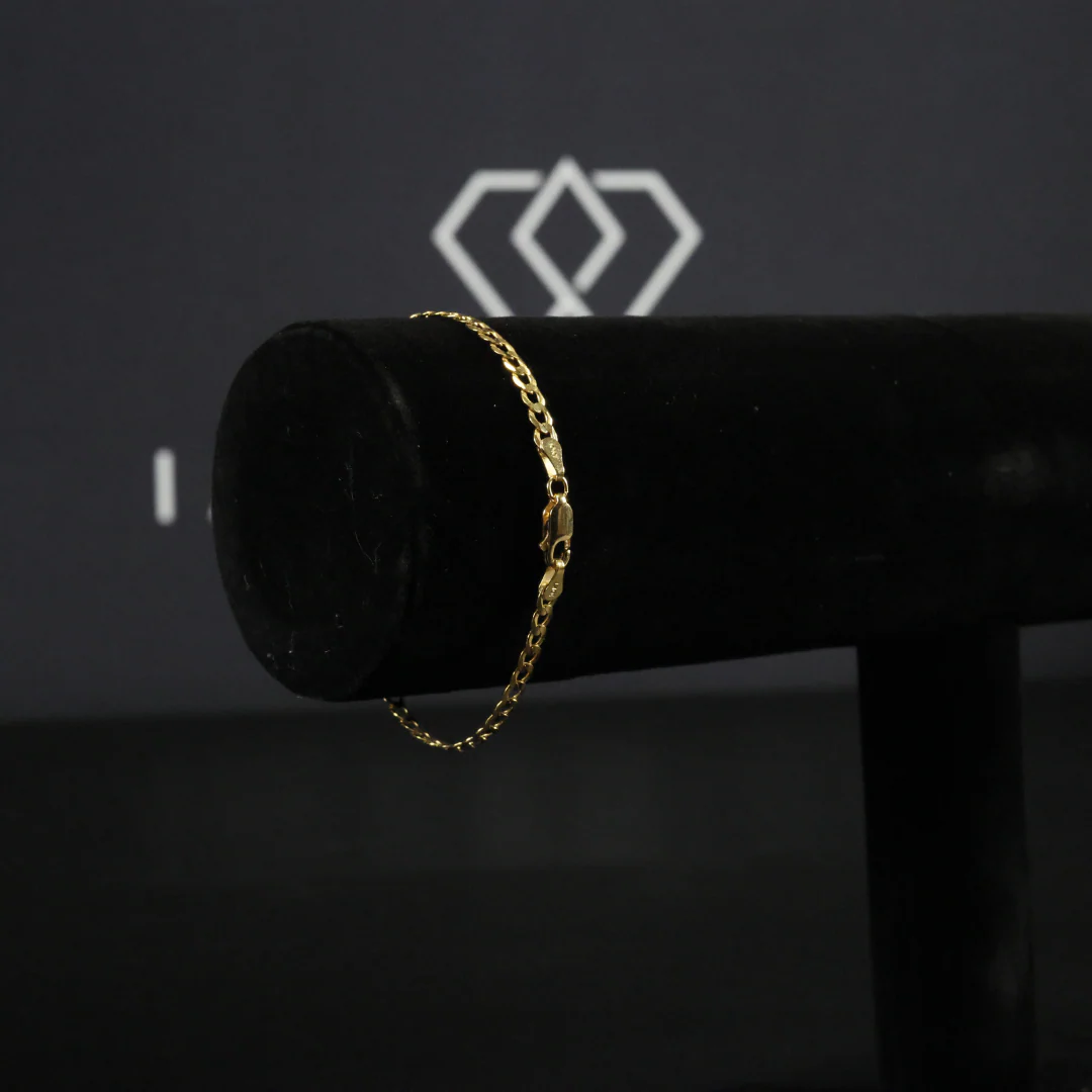 Solid Gold Italian Curb Link Bracelet - 3mm - Image 3