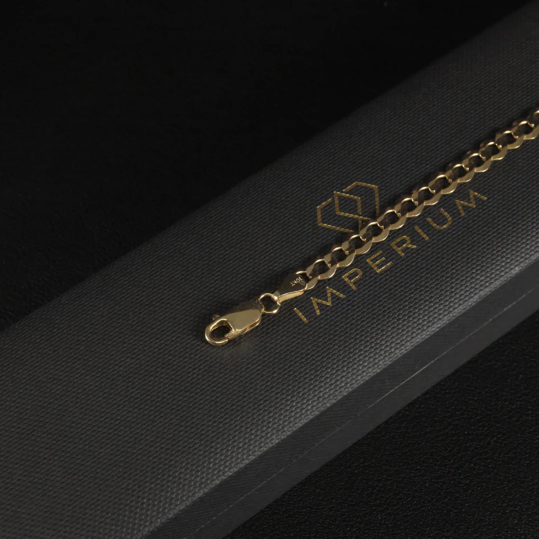 Solid Gold Italian Curb Link Bracelet - 6mm - Image 2