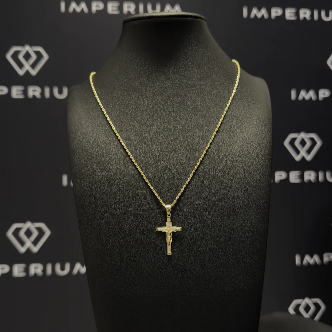 Solid Gold Small Jesus Cross Pendant