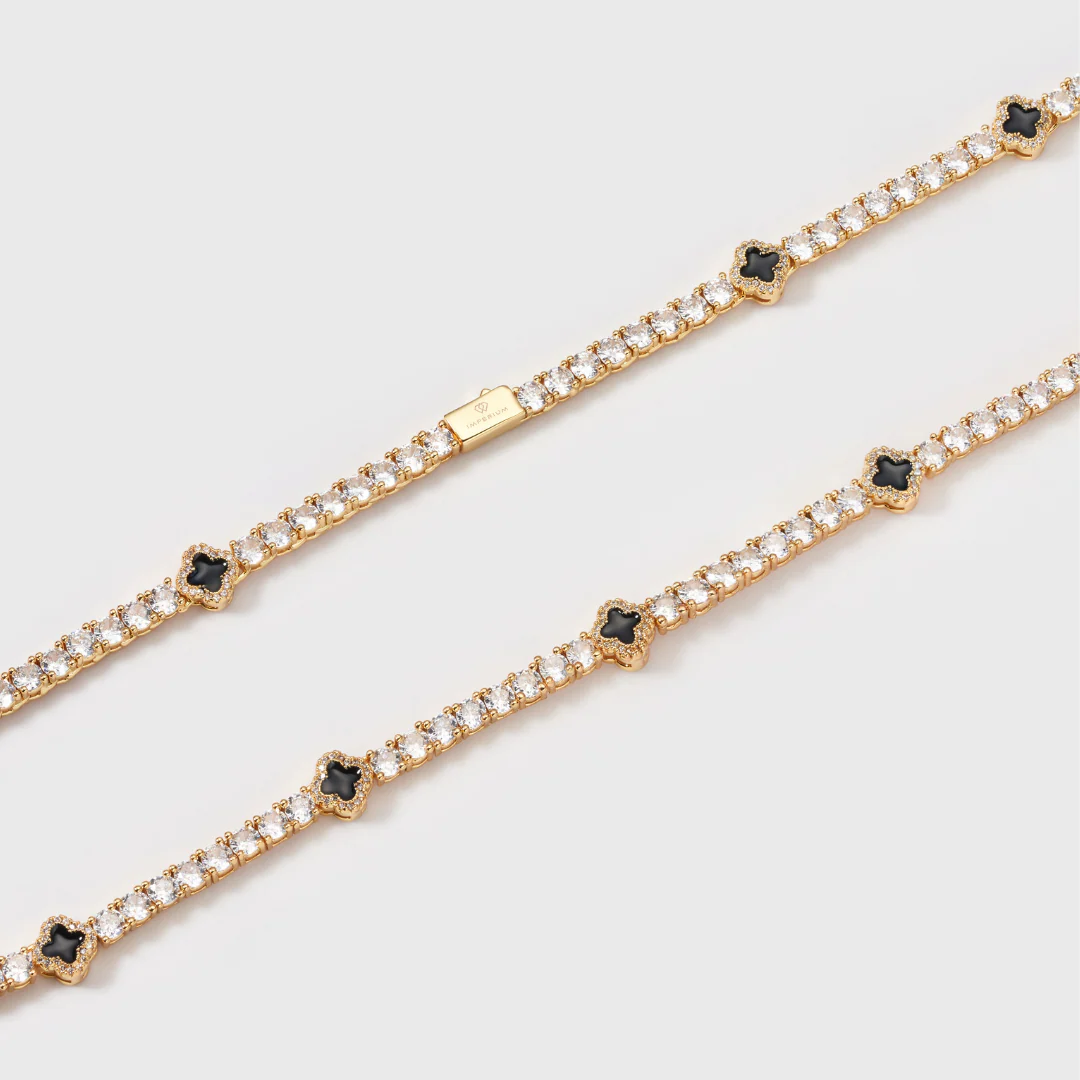 Black Clover Tennis Chain (Gold) - 4mm - Image 3