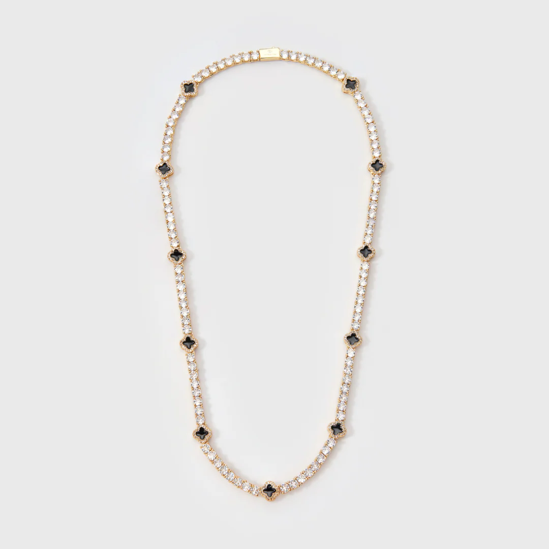 Black Clover Tennis Chain (Gold) - 4mm - Image 5