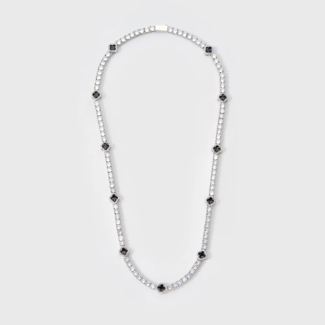 Black Clover Tennis Chain (Silver) - 4mm - Image 5
