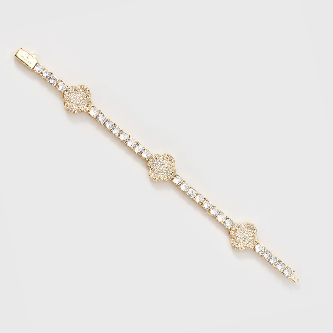 Clover Tennis Bracelet (Gold) - 4mm - Image 3