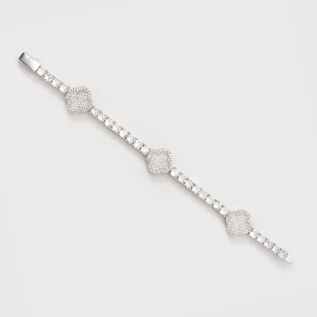 Clover Tennis Bracelet (Silver) - 4mm - Image 3