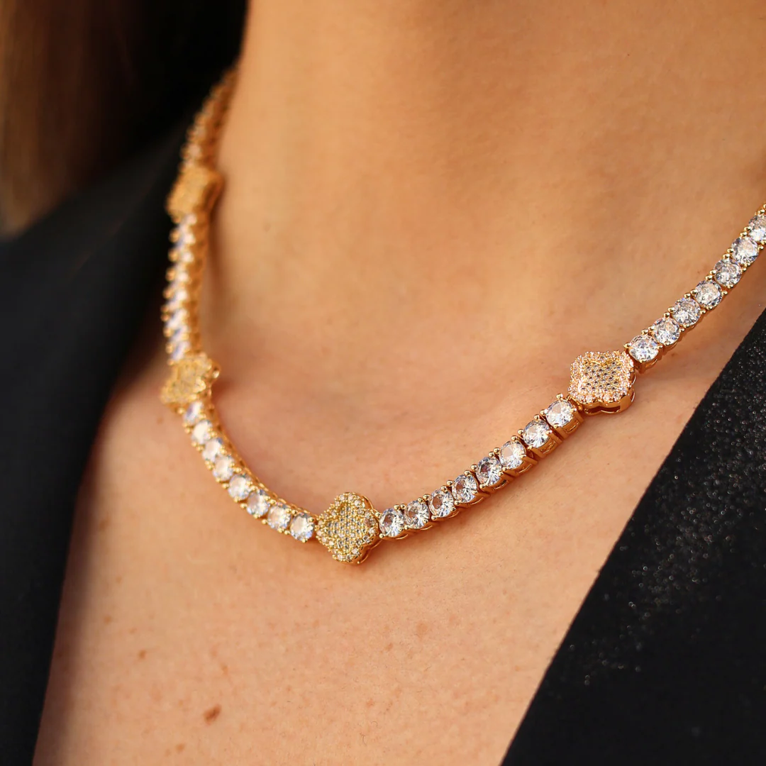 Women's Clover Tennis Chain (Gold) - 4mm - Image 3
