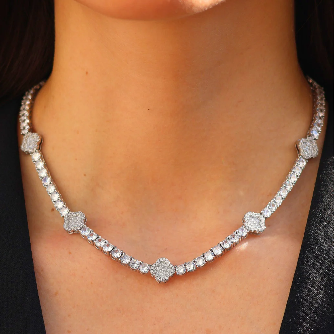 Women's Clover Tennis Chain (Silver) - 4mm - Image 2