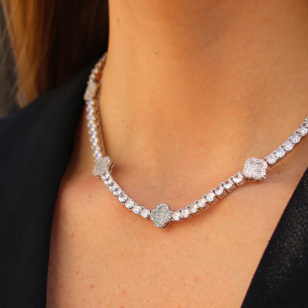 Women's Clover Tennis Chain (Silver) - 4mm - Image 4