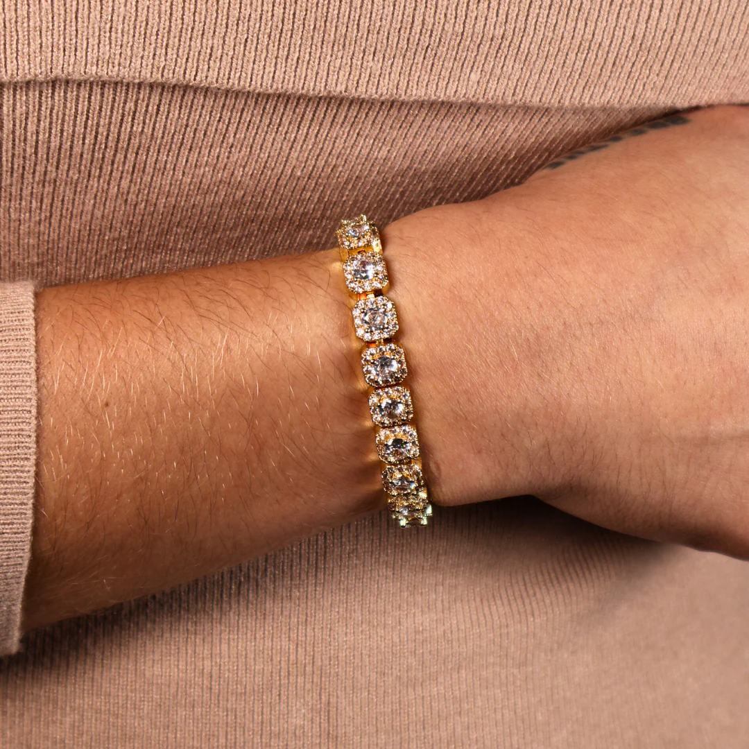 Women's Clustered Tennis Bracelet (Gold) - 8mm - Image 4