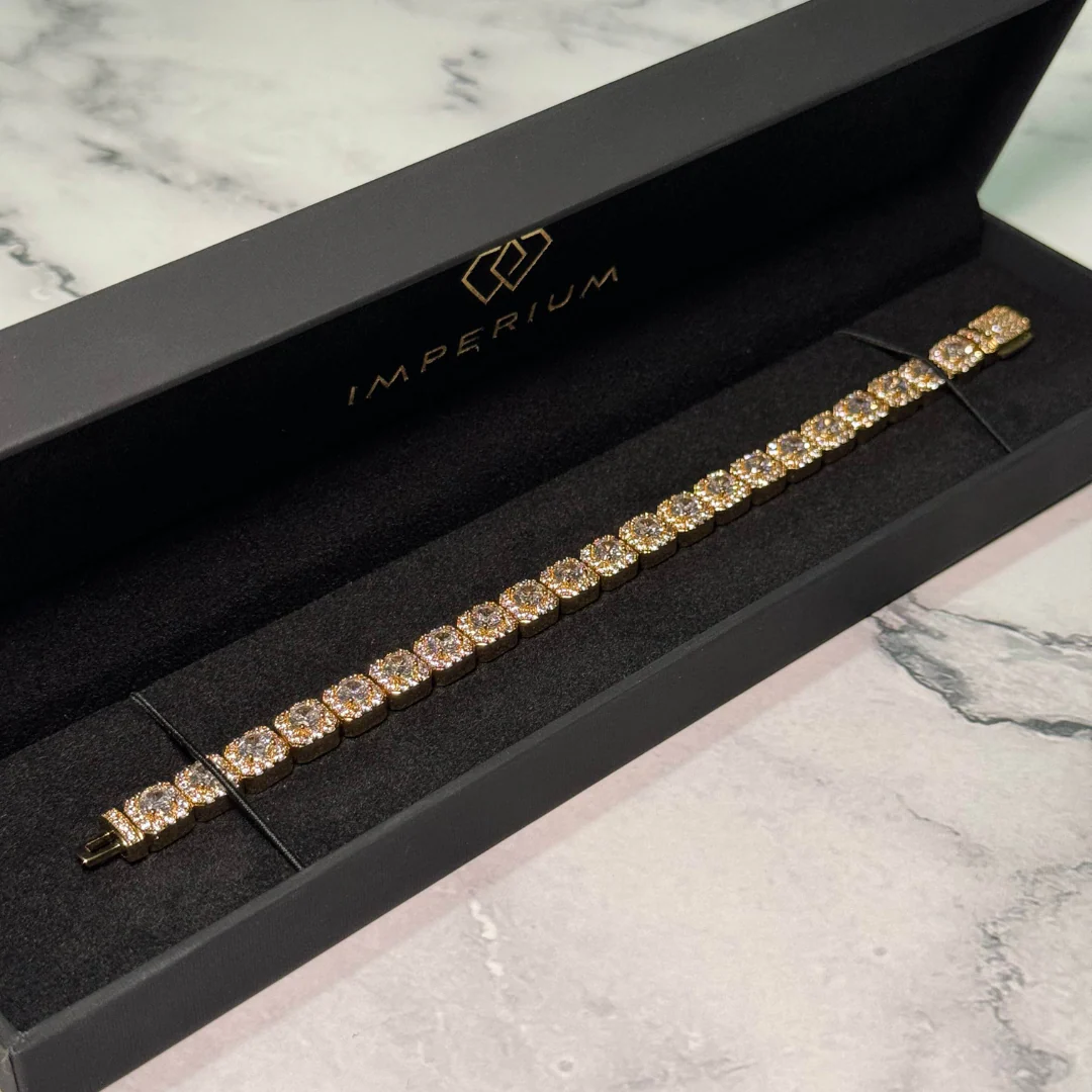 Women's Clustered Tennis Bracelet (Gold) - 8mm - Image 5