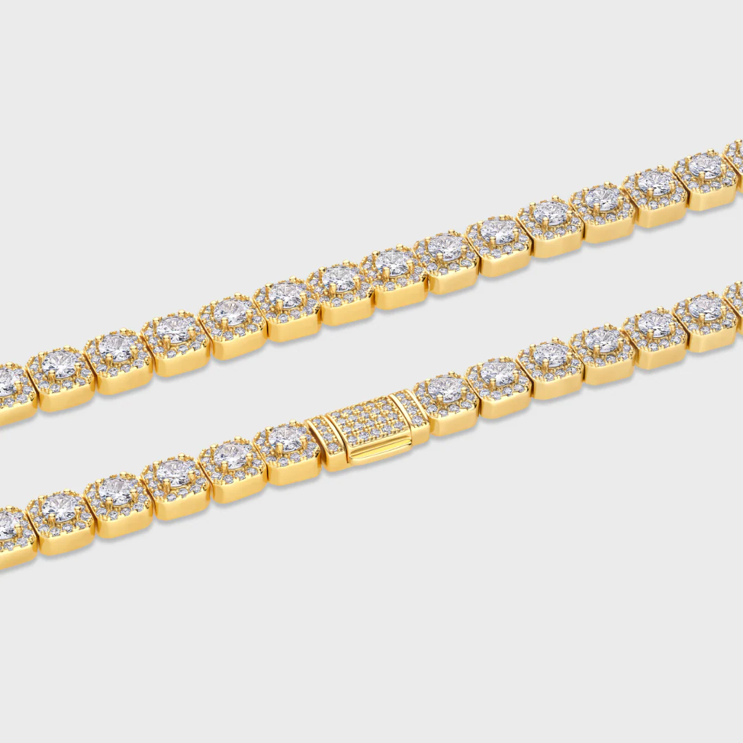 Clustered Tennis Chain (Gold) - 8mm - Image 3