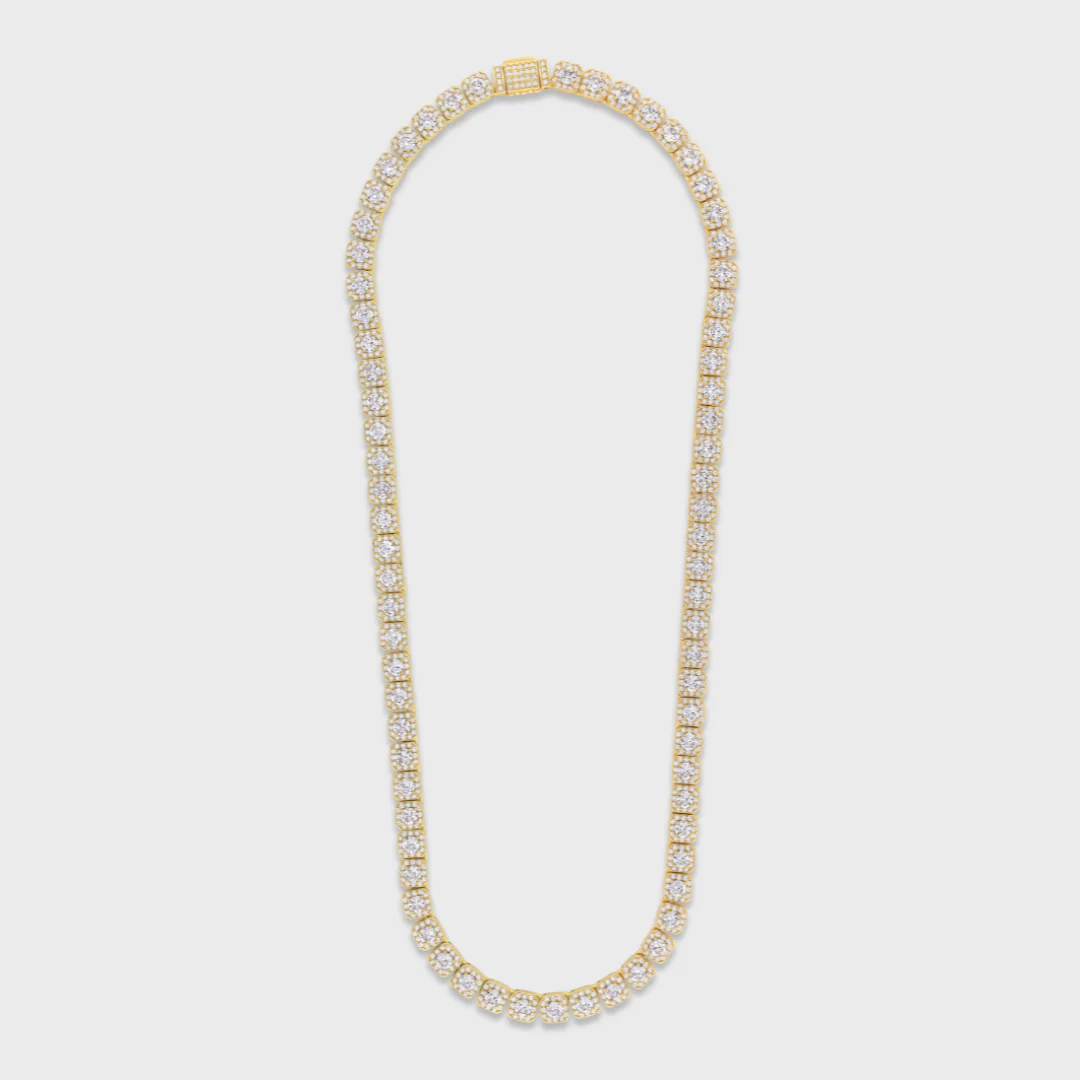 Clustered Tennis Chain (Gold) - 8mm - Image 4