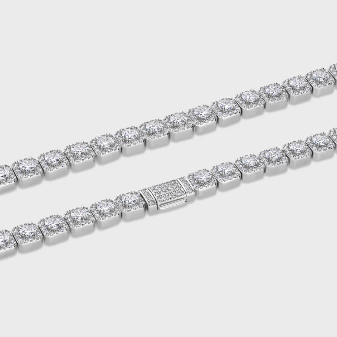 Clustered Tennis Chain (Silver) - 8mm - Image 3
