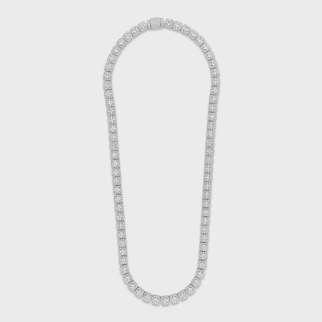 Clustered Tennis Chain (Silver) - 8mm - Image 5