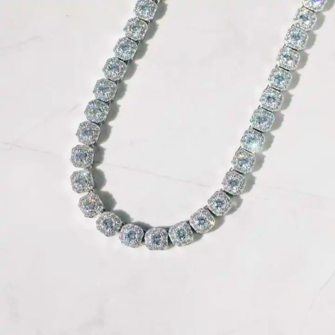 Women's Clustered Tennis Chain (Silver) - 8mm - Image 5
