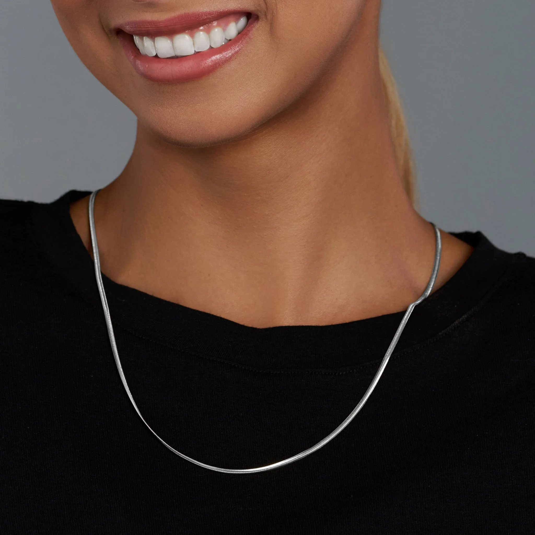 Women's Flat Snake Chain (Silver) - 2mm - Image 2