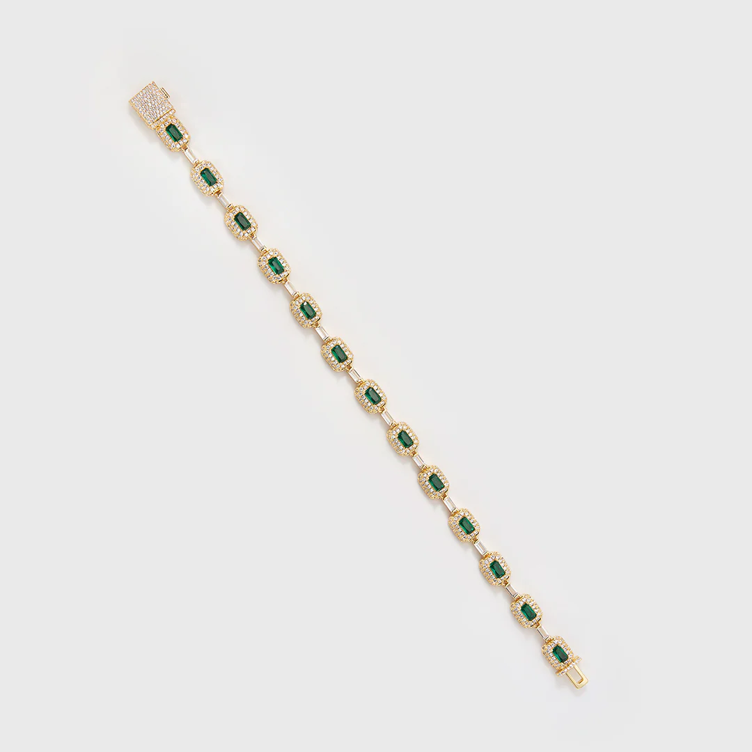 Green Gemstone Bracelet (Gold) - 7mm - Image 3