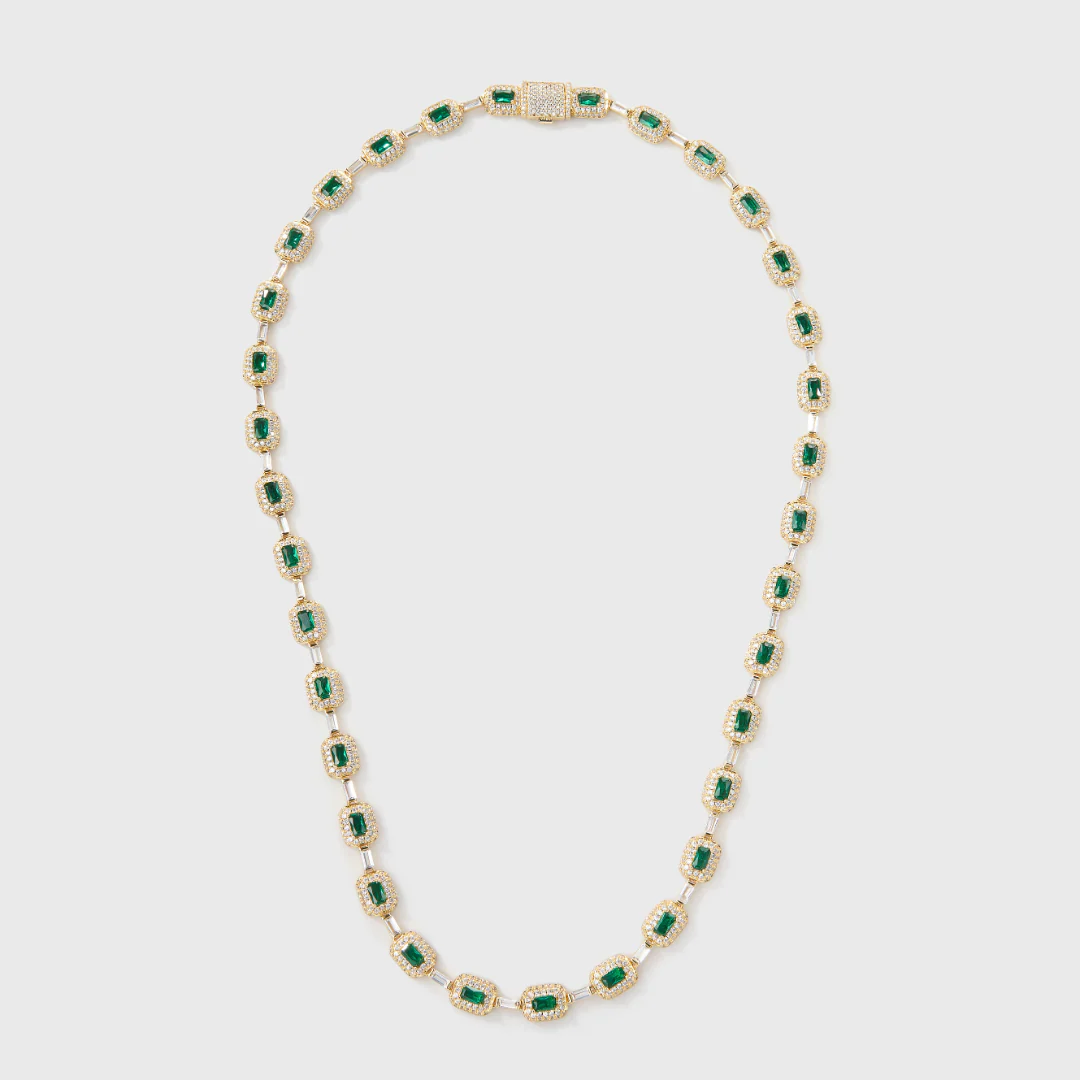 Women's Green Gemstone Chain (Gold) - 7mm - Image 3