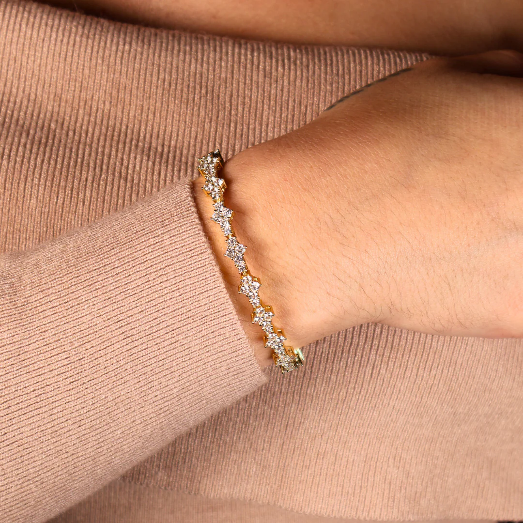 Women's Honeycomb Tennis Bracelet (Gold) - 6.5mm - Image 2