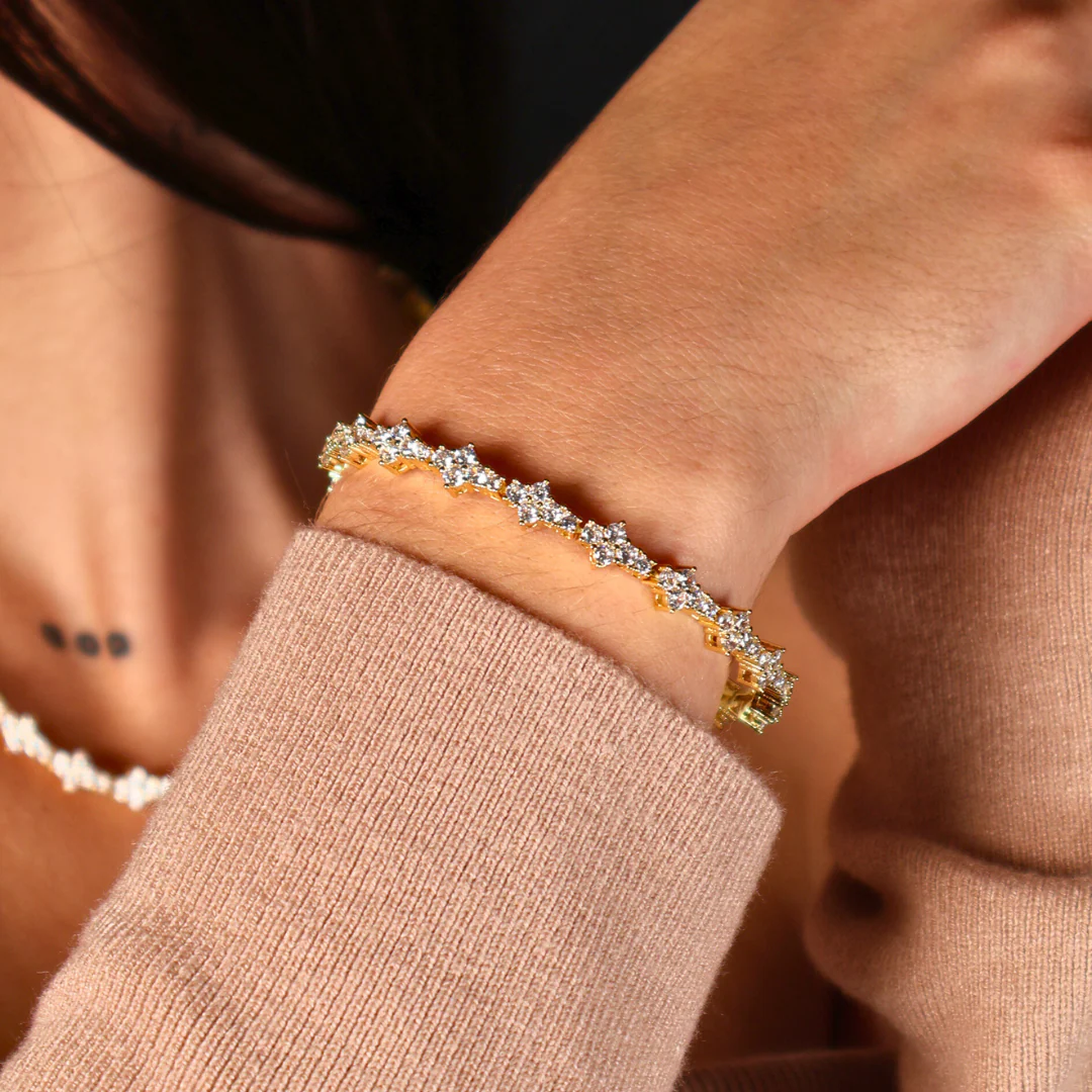 Women's Honeycomb Tennis Bracelet (Gold) - 6.5mm - Image 4