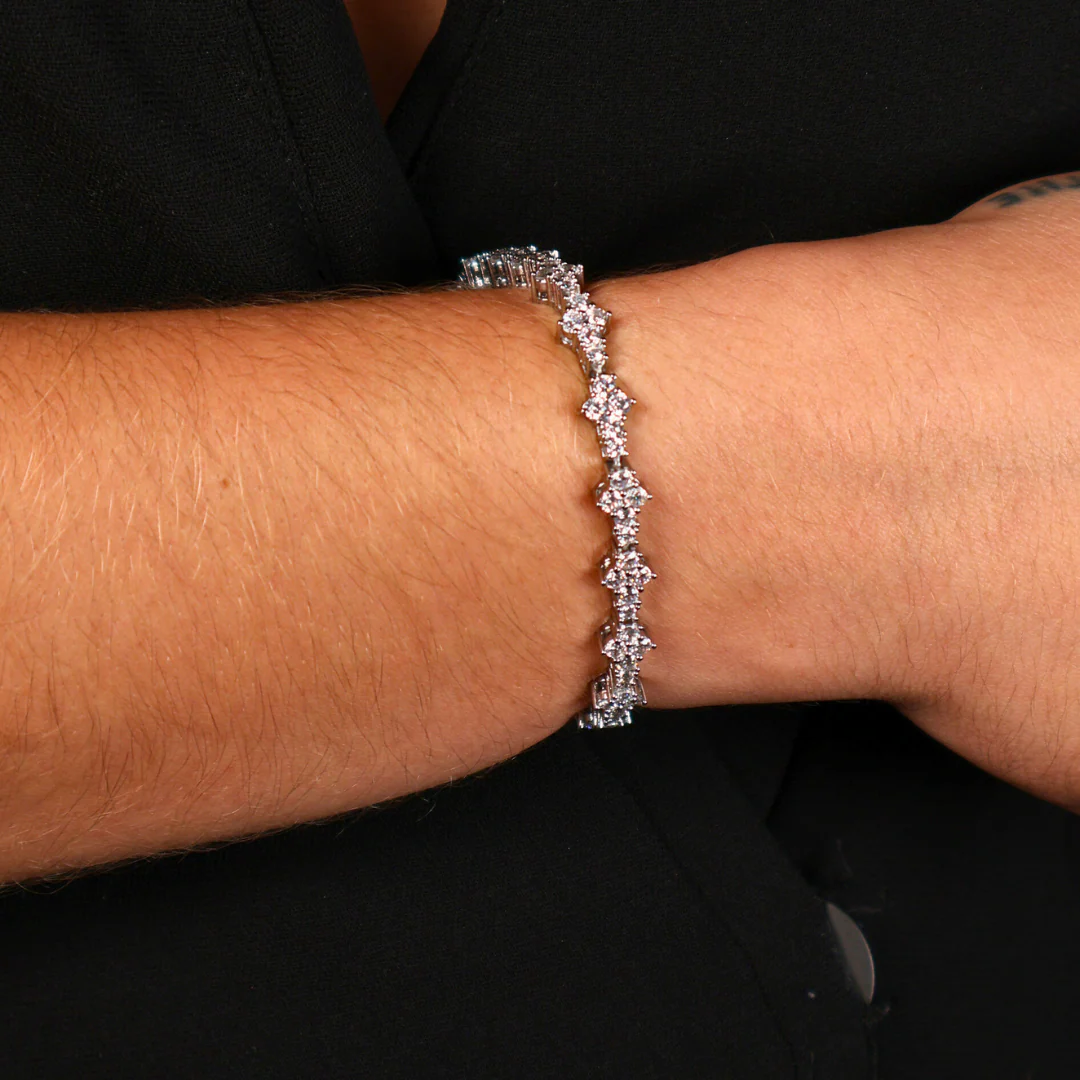 Women's Honeycomb Tennis Bracelet (Silver) - 6.5mm - Image 2