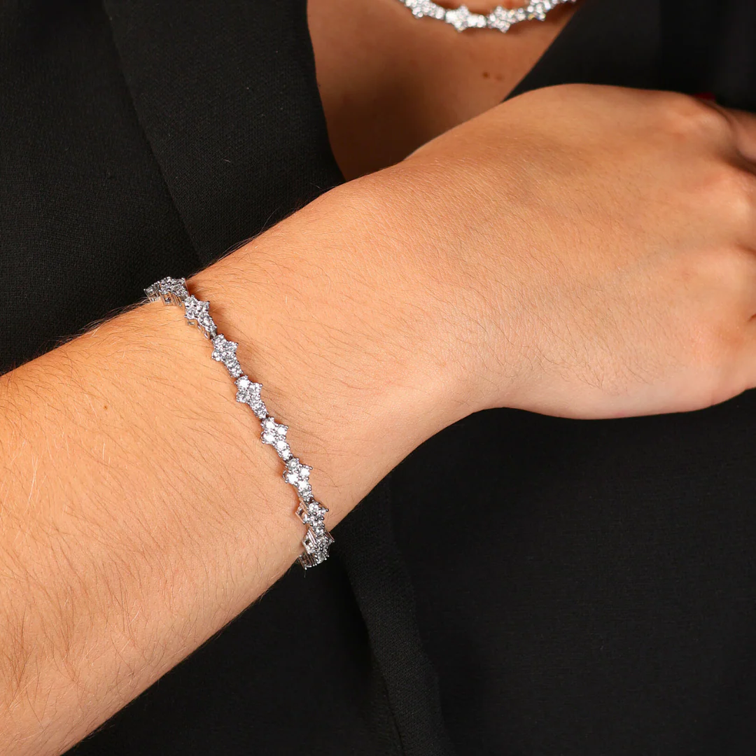 Women's Honeycomb Tennis Bracelet (Silver) - 6.5mm - Image 4