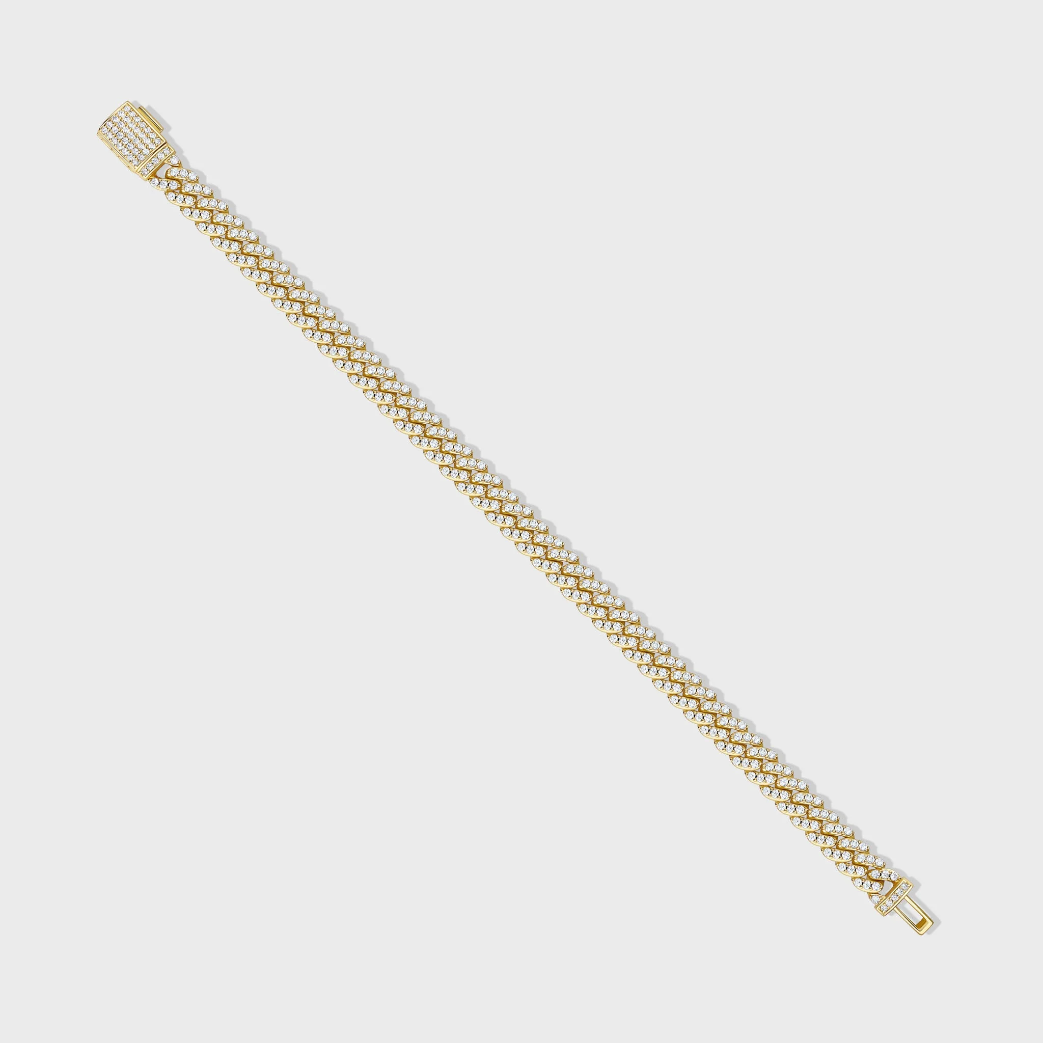 Women's Iced Cuban Bracelet (Gold) - 8mm - Image 3