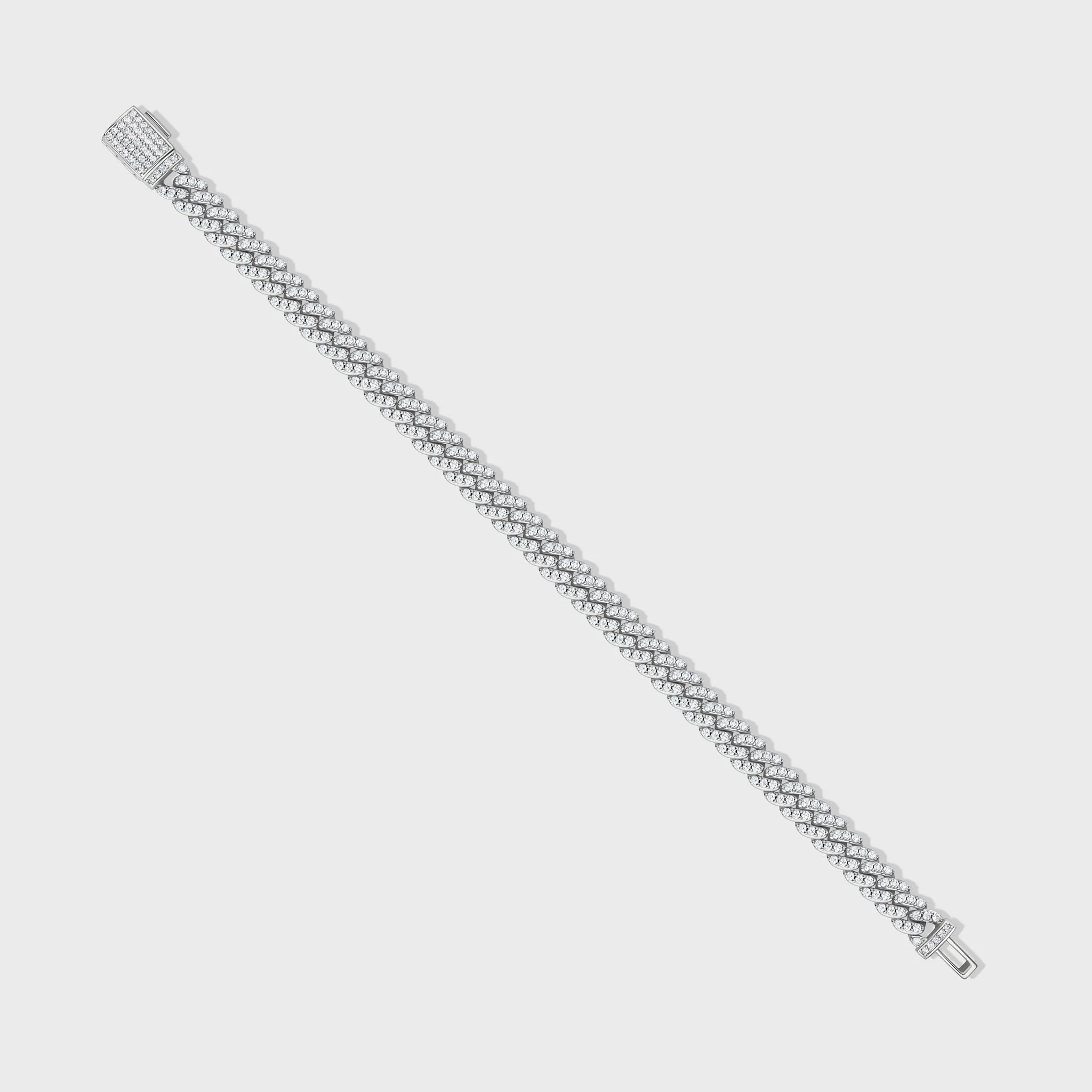 Women's Iced Cuban Bracelet (Silver) - 8mm - Image 3