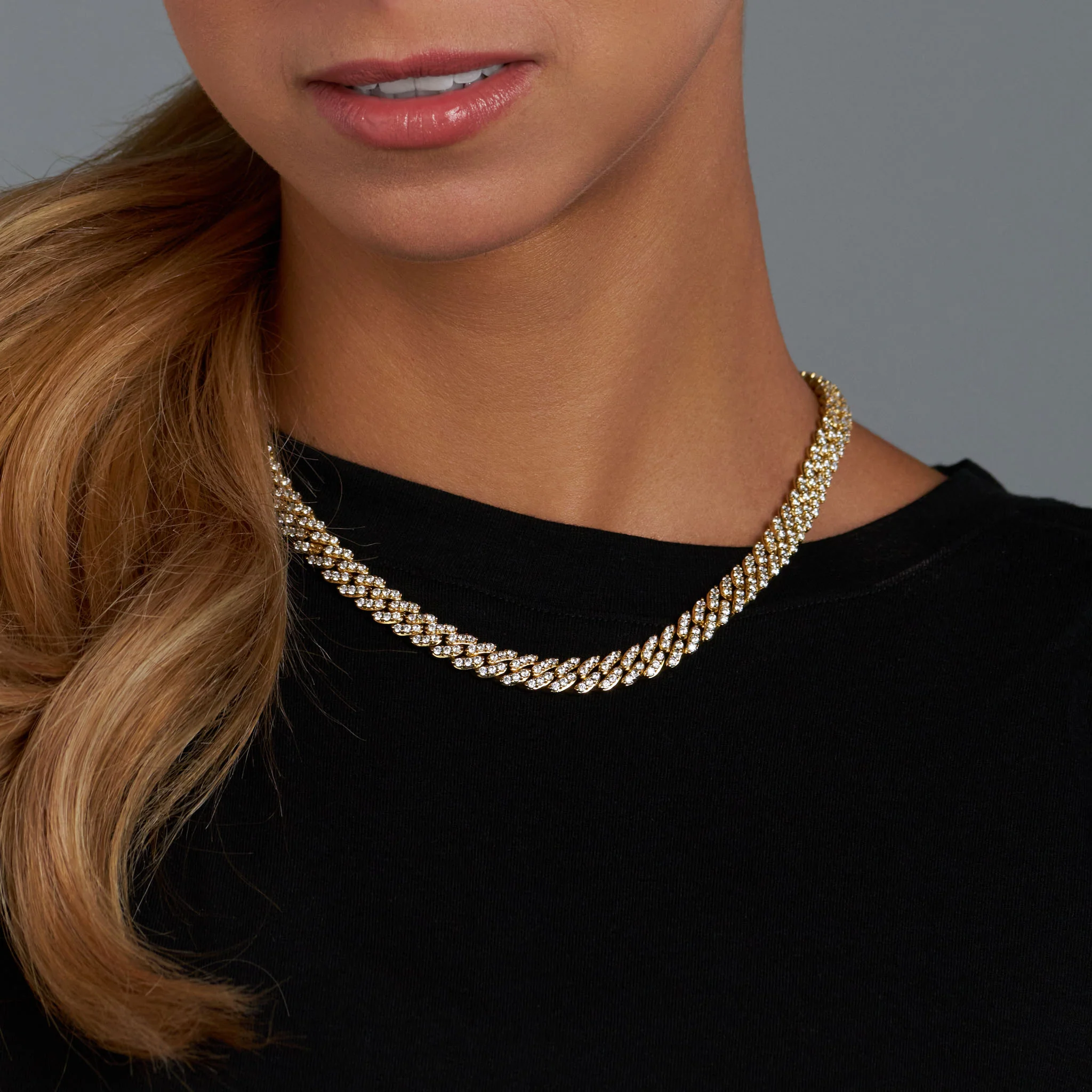 Women's Iced Cuban Chain (Gold) - 8mm - Image 2