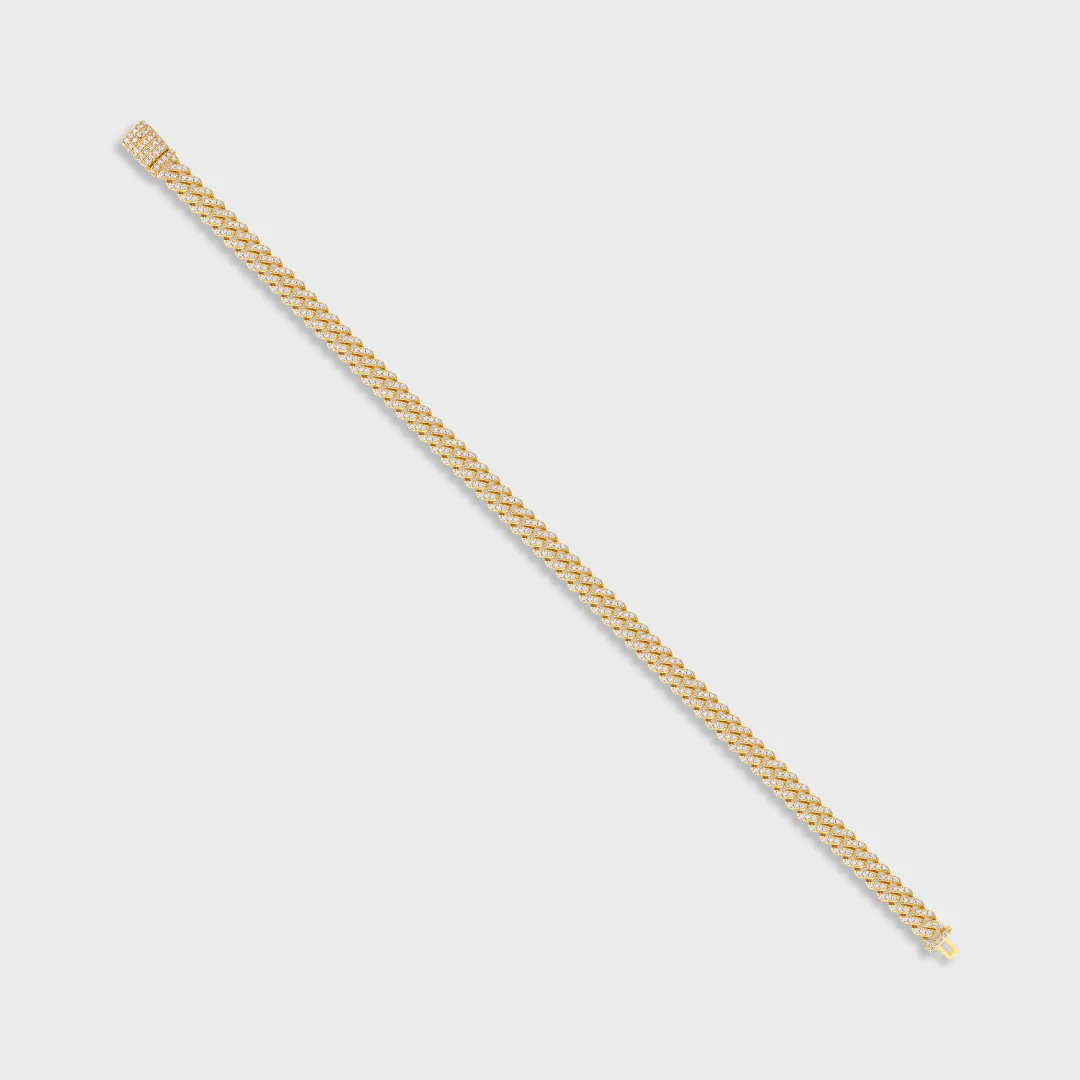 Women's Iced Micro Prong Cuban Bracelet (Gold) - 6mm - Image 3
