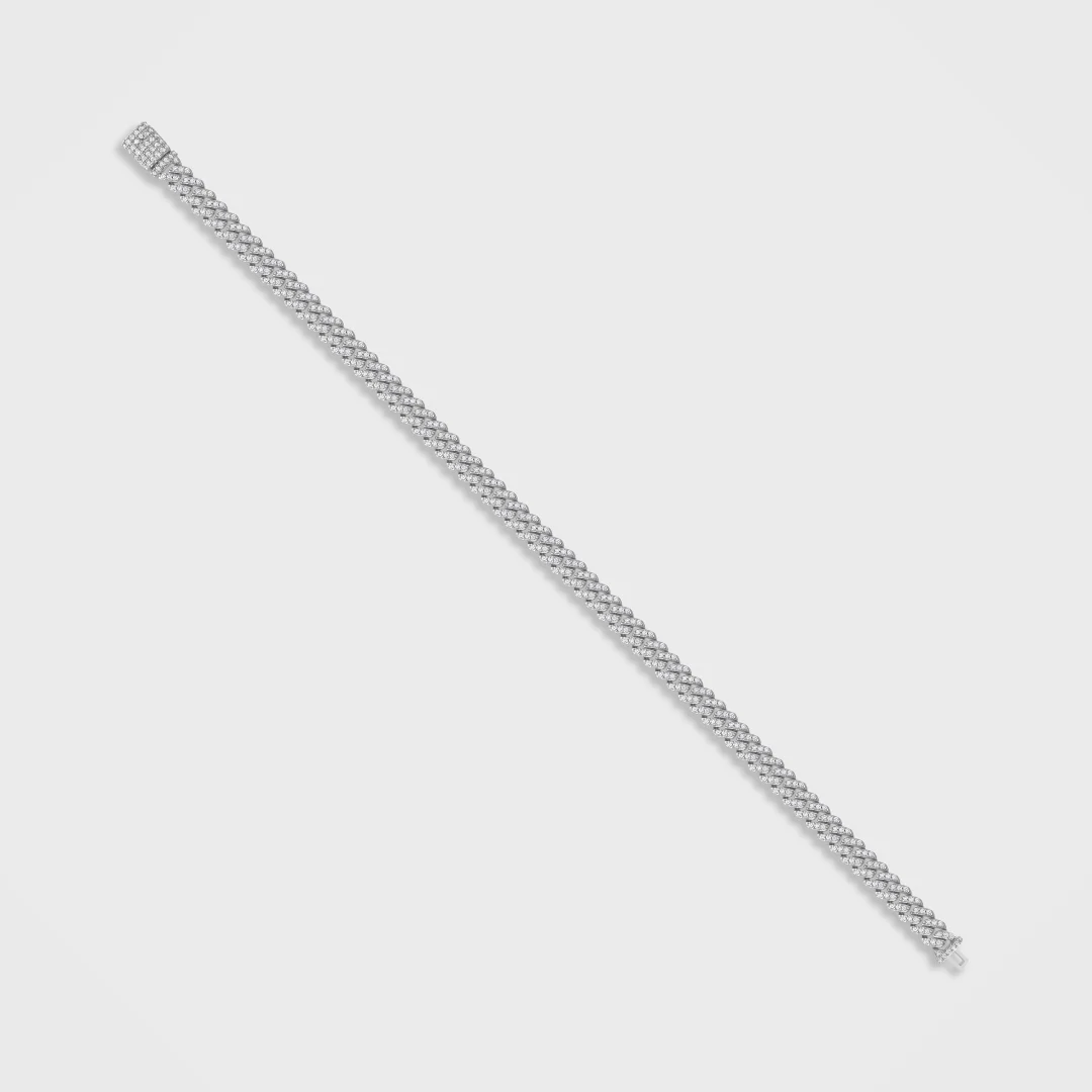 Women's Iced Micro Prong Cuban Bracelet (Silver) - 6mm - Image 3