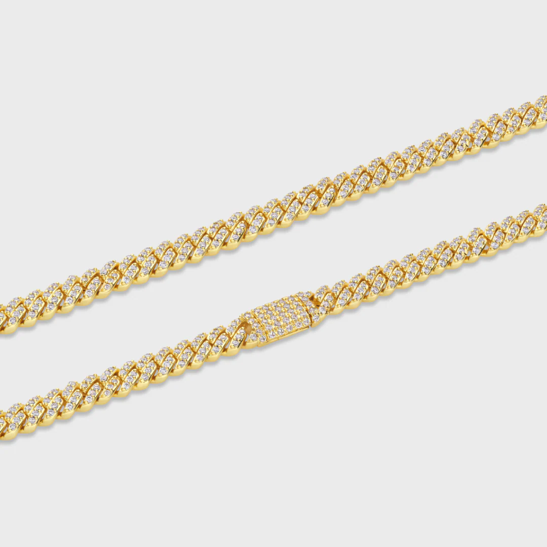Iced Micro Prong Cuban Chain (Gold) - 6mm - Image 3