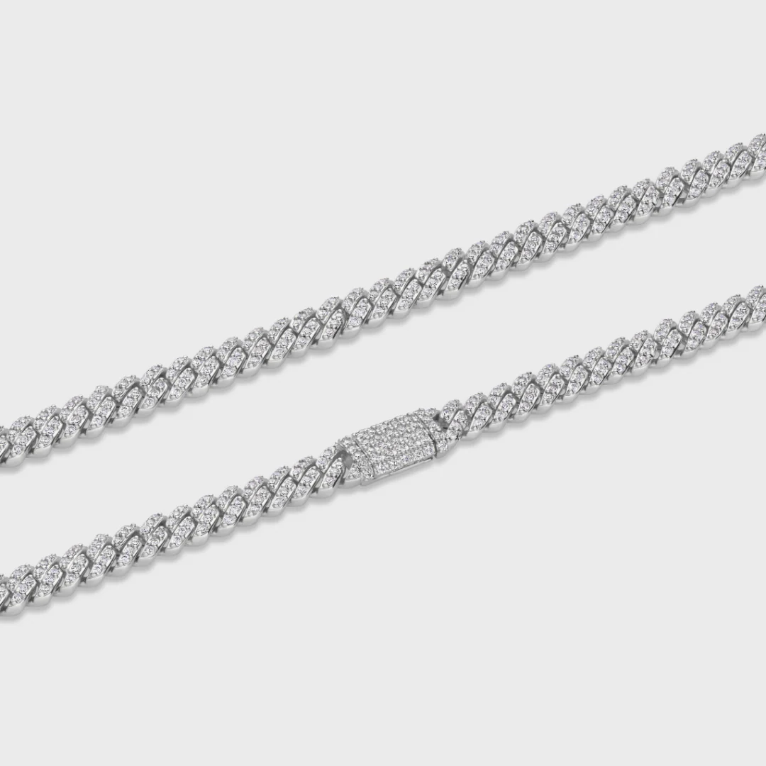 Iced Micro Prong Cuban Chain (Silver) - 6mm - Image 3