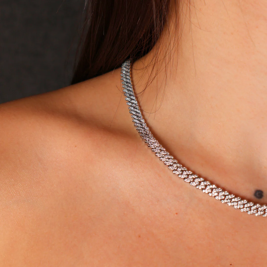 Women's Iced Micro Prong Cuban Chain (Silver) - 6mm - Image 4
